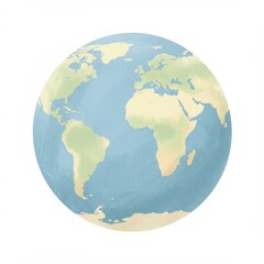 Obraz premium Pastel Watercolor Globe Illustration on White Background