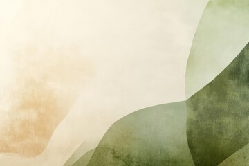 Abstract shapes in earth tones. Light beige and shades of green create soft, overlapping forms and a textured surface.