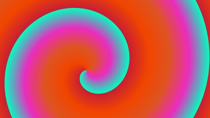 Vivid, swirling gradient in shades of red, pink, and teal, creating an hypnotic spiral effect