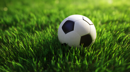 Fototapeta premium A Soccer ball on a green field