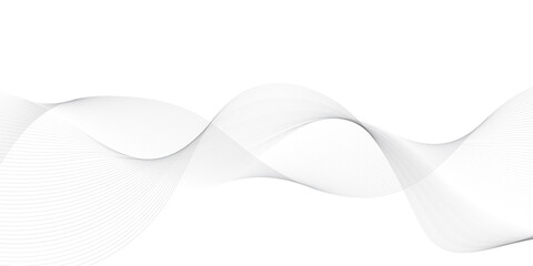 Abstract grey, white wavy smooth element swoosh speed wave modern stream curve and technology lines on background. Thin line wavy abstract vector background. Curve wave seamless pattern. V