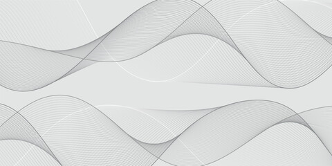 Thin wavy curve line vector background. Curve wave seamless pattern background. Black and grey wave curve lines motion vector background. Black Wavy Lines Isolated on White Abstract Background Design