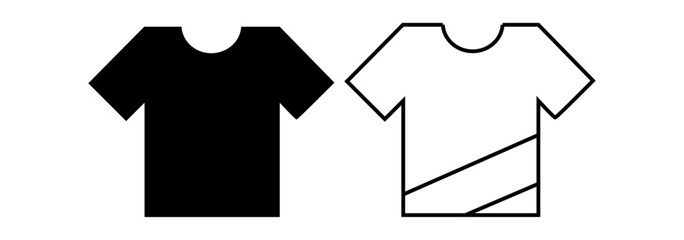 T-shirt size vector icon set in black color isolated on a white background. Clothing size label or tag. From xs to xxl. T-shart icon collection. Flat style. Vector illustration.