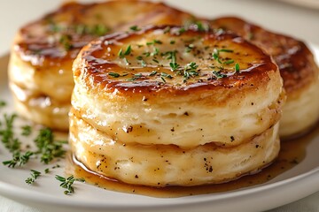 Southern style fluffy biscuits in sauce high resolution image