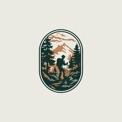 Fototapeta premium Vintage Retro Vector Adventure Logo, Badge Logo, Hiking Logo, Wilderness Logo