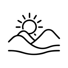 Desert Sunrise Scene Landscape Icon Design