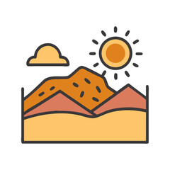 Desert Sunrise Scene Landscape Icon Design