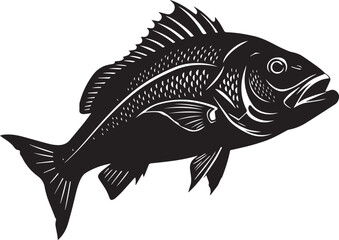 Vector illustration of a silhouette single snapper fish. 