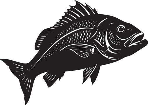 Vector illustration of a silhouette single snapper fish. 