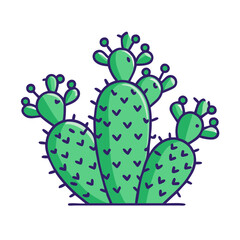 Prickly Cactus Cluster Desert Icon Design