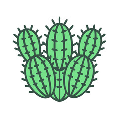 Prickly Cactus Cluster Desert Icon Design