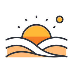 Sunset Over Dunes Desert Icon Design
