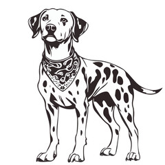 Elegant Dalmatian Dog Illustration With Bandana Isolated On White Background Vector Graphic Design For Commercial Use
