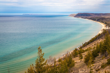 Obraz premium Sleeping Bear Dunes Shoreline Scenic View Along Lake Michigan