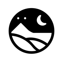 Night Desert View Landscape Icon Design