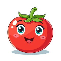 Obraz premium Cute Tomato Character Smiling on White Background 