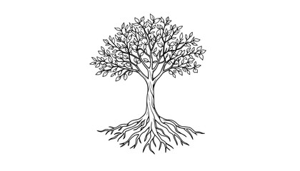 Tree with Wide Roots Illustrating Ecosystem Sustainability  