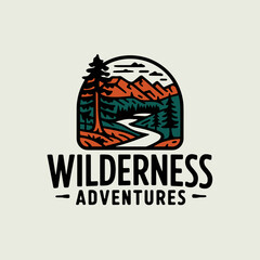 Obraz premium Vintage Retro Vector Adventure Logo, Badge Logo, Hiking Logo, Wilderness Logo