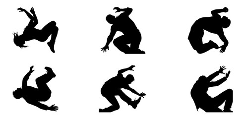 Obraz premium Falling Human Silhouettes – Dynamic Motion & Freefall Poses