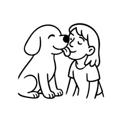 A dog on its hind legs reaching up to lick a smiling human’s face, drawn with affection and movement.