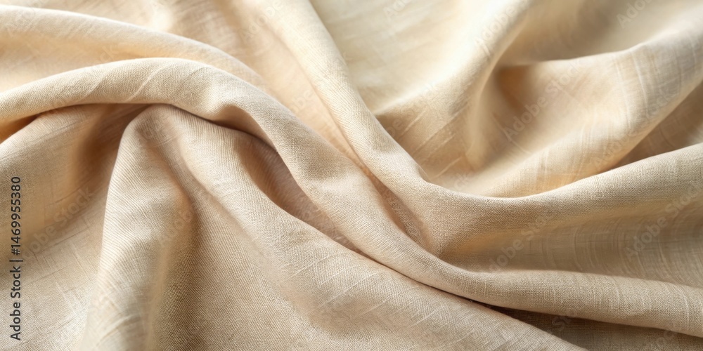 Poster elegant draped beige fabric texture showing soft waves and subtle light reflections