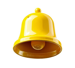 Bright yellow bell for celebration and announcement purposes on a transparent background, cut out