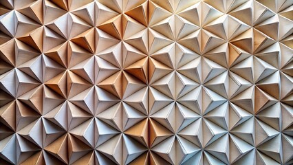 Gold and silver color texture of origami style folded paper in geometric alignment