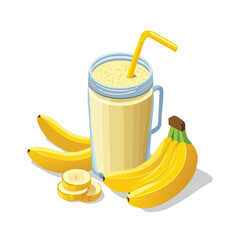 Banana Smoothie Vector Illustration with Flat Design, Clean Line Art, and Modern Minimalist AestheticArt.
