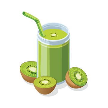 green kiwi smoothie drink with fruit clip art preview