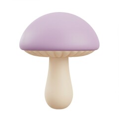 Pastel Purple Mushroom 3D Render Illustration