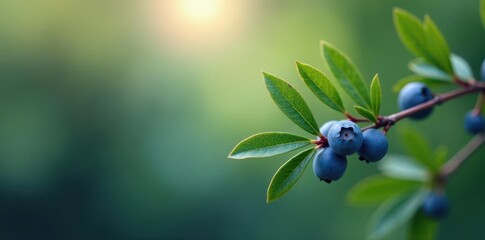Juniper branch, blue berries, almonds; spring setting , vegan food, still life