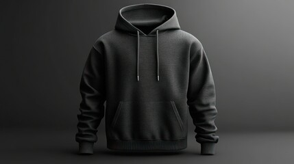 Dark gray hoodie.  Front view.  Basic design