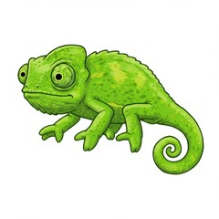 Fototapeta premium Green Chameleon Cartoon Illustration