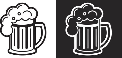 Beer mug icon vector art, Beer mug outline vector illustration