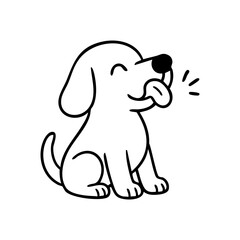 A goofy dog with its tongue curled up toward its nose, eyes crossed slightly, captured in a silly moment.
