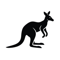 Hopping Kangaroo Wildlife Vector Silhouette