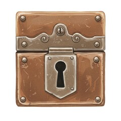 Obraz premium Brown Wooden Chest with Metal Lock and Keyhole