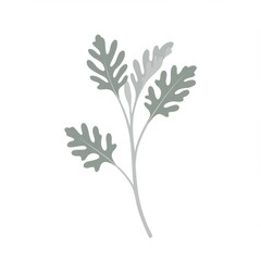 Fototapeta premium Grey and Green Plant Illustration with Simple Leaves
