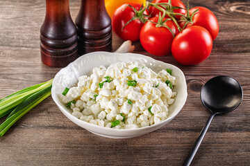 Cottage cheese with green onion