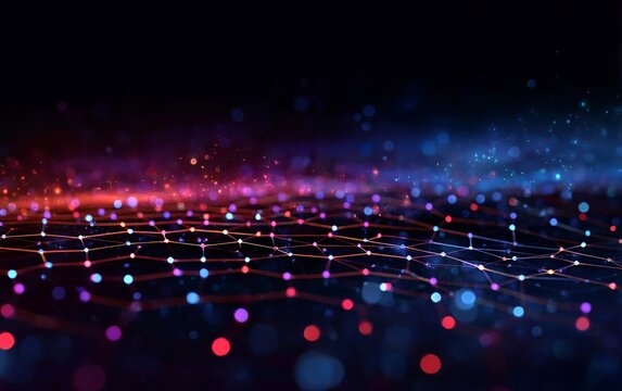 A hexagonal grid of glowing dots on a dark background, representing the mesh pattern in quantum