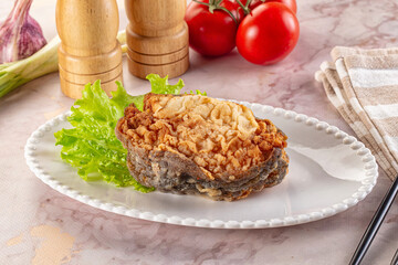 Roasted cod fish fillet piece