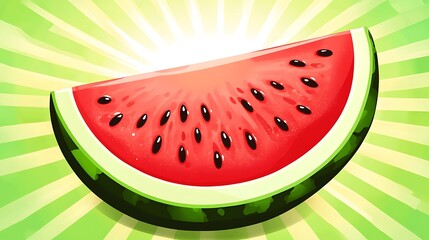 Juicy Watermelon Slice with Summer Sunburst.