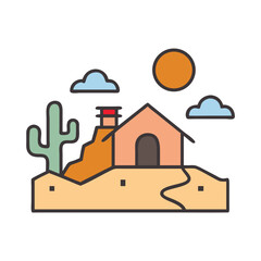 Small Desert House Home Icon Design

