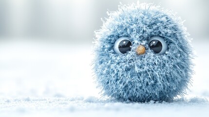 Fluffy, light blue snow creature