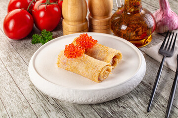 Gourmet Panccakes with red caviar