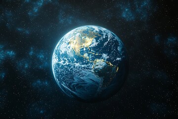 Obraz premium Celestial view of the planet Earth in the cosmos.