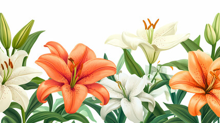 Fototapeta premium Beautiful Lily Floral Border Design