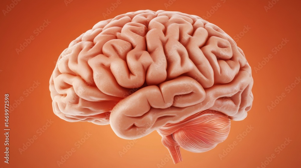 Poster a visually striking d rendering of a human brain with glowing synapses and neural connections, set a