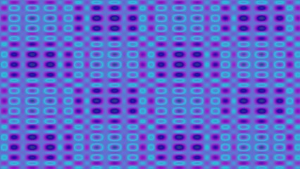 Abstract pattern of blurred, vibrant circles in purple and cyan hues arranged in grid