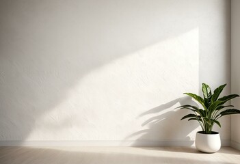 A potted plant sitting on a wooden floor next to a wall.